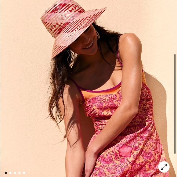 Free People Tierra Santa Wayuu Hat Red and Pink Woven Straw Hat main image 7
